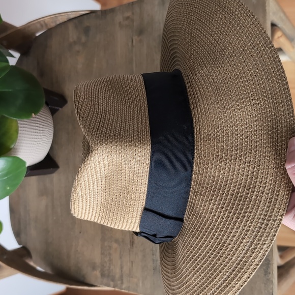 NWOT Eric Javits Phoenix Fedora Hat Natural Black UPF 50+ Sun Protection - Picture 15 of 15